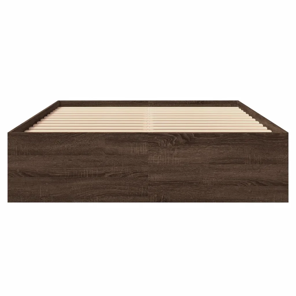 Letto matrimoniale | Letto per adulti | Giroletto senza Materasso Rovere Marrone 120x200 cm Truciolato - Image 5