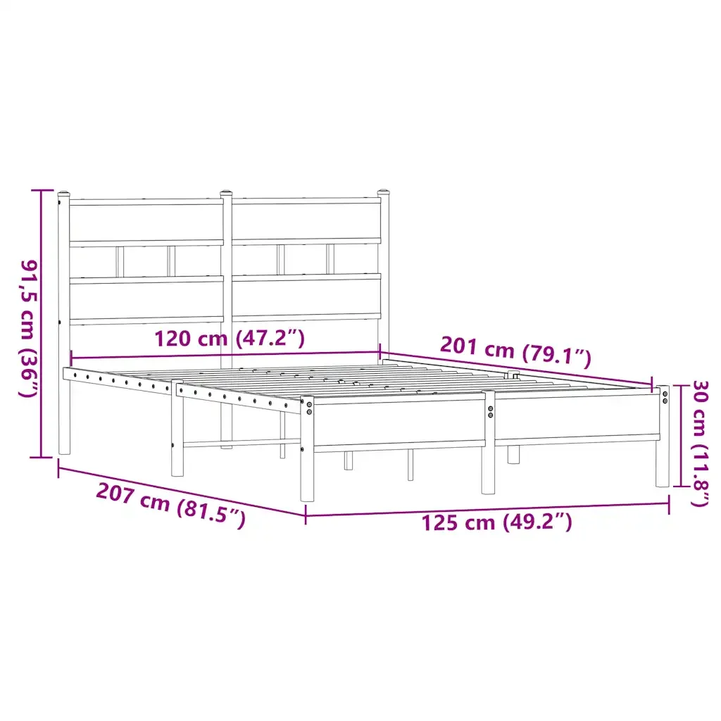 Letto matrimoniale | Letto per adulti | Giroletto senza Materasso Rovere Marrone 120x200 cm Truciolato - Image 9