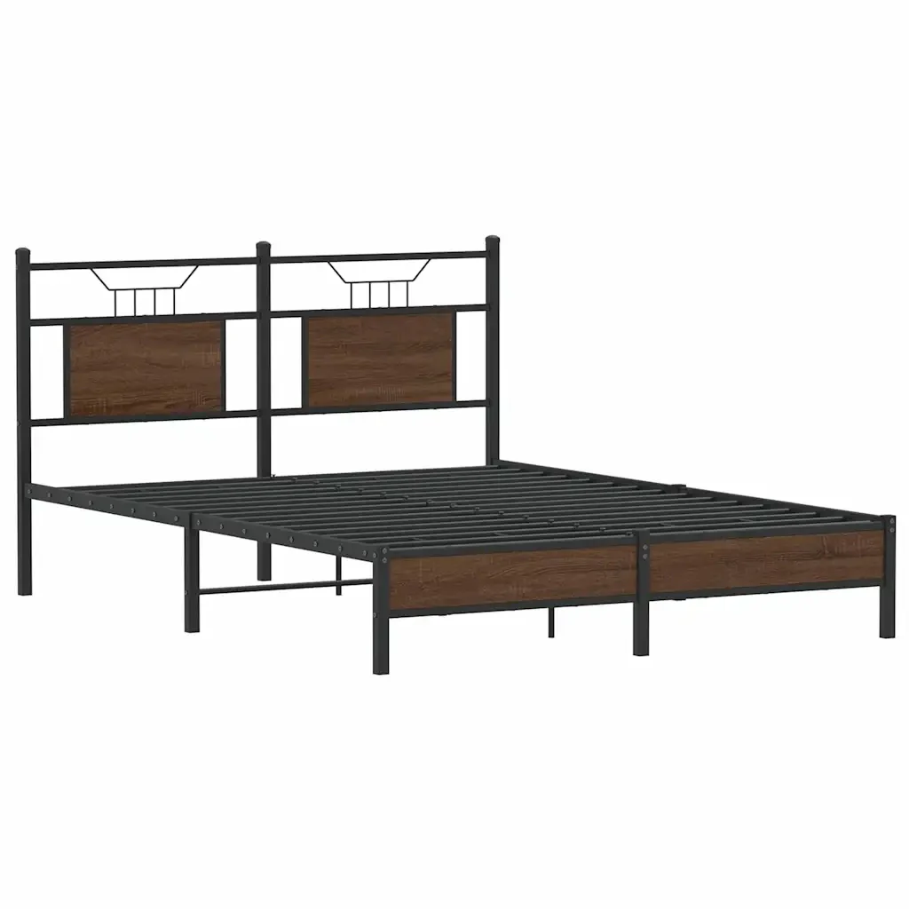 Letto matrimoniale | Letto per adulti | Giroletto senza Materasso Rovere Marrone 137x190 cm Truciolato - Image 3