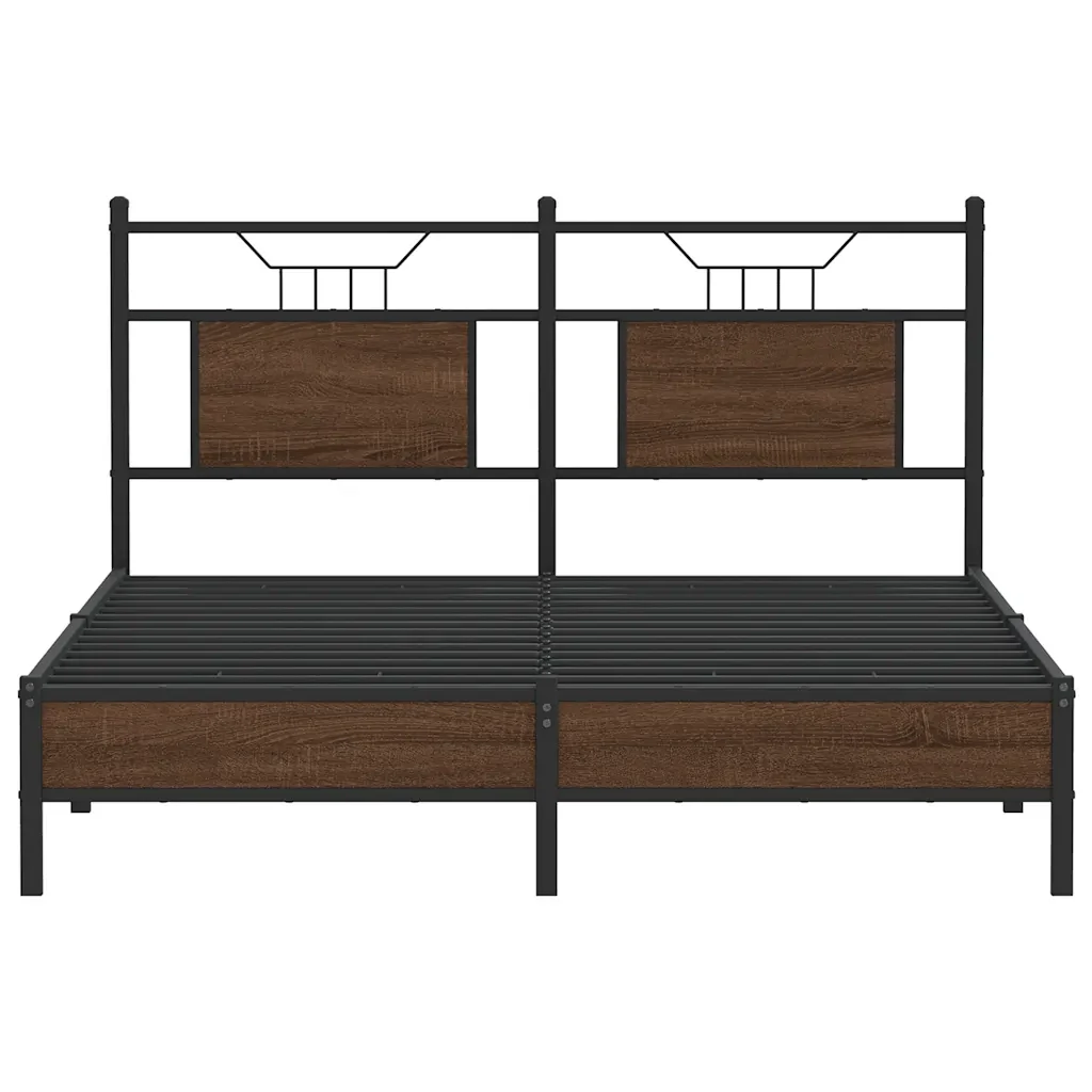 Letto matrimoniale | Letto per adulti | Giroletto senza Materasso Rovere Marrone 137x190 cm Truciolato - Image 6