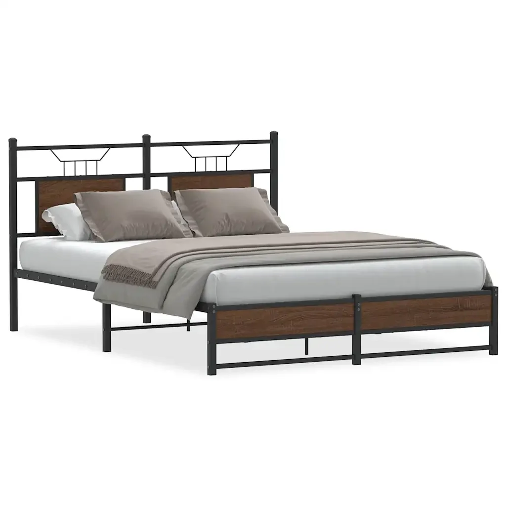 Letto matrimoniale | Letto per adulti | Giroletto senza Materasso Rovere Marrone 137x190 cm Truciolato