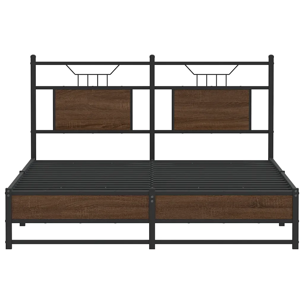 Letto matrimoniale | Letto per adulti | Giroletto senza Materasso Rovere Marrone 137x190 cm Truciolato - Image 6