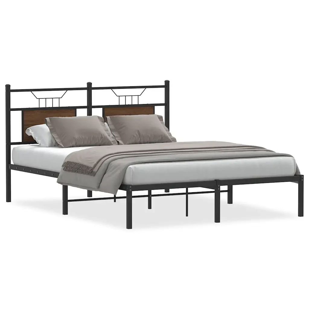 Letto matrimoniale | Letto per adulti | Giroletto senza Materasso Rovere Marrone 140x190 cm Truciolato