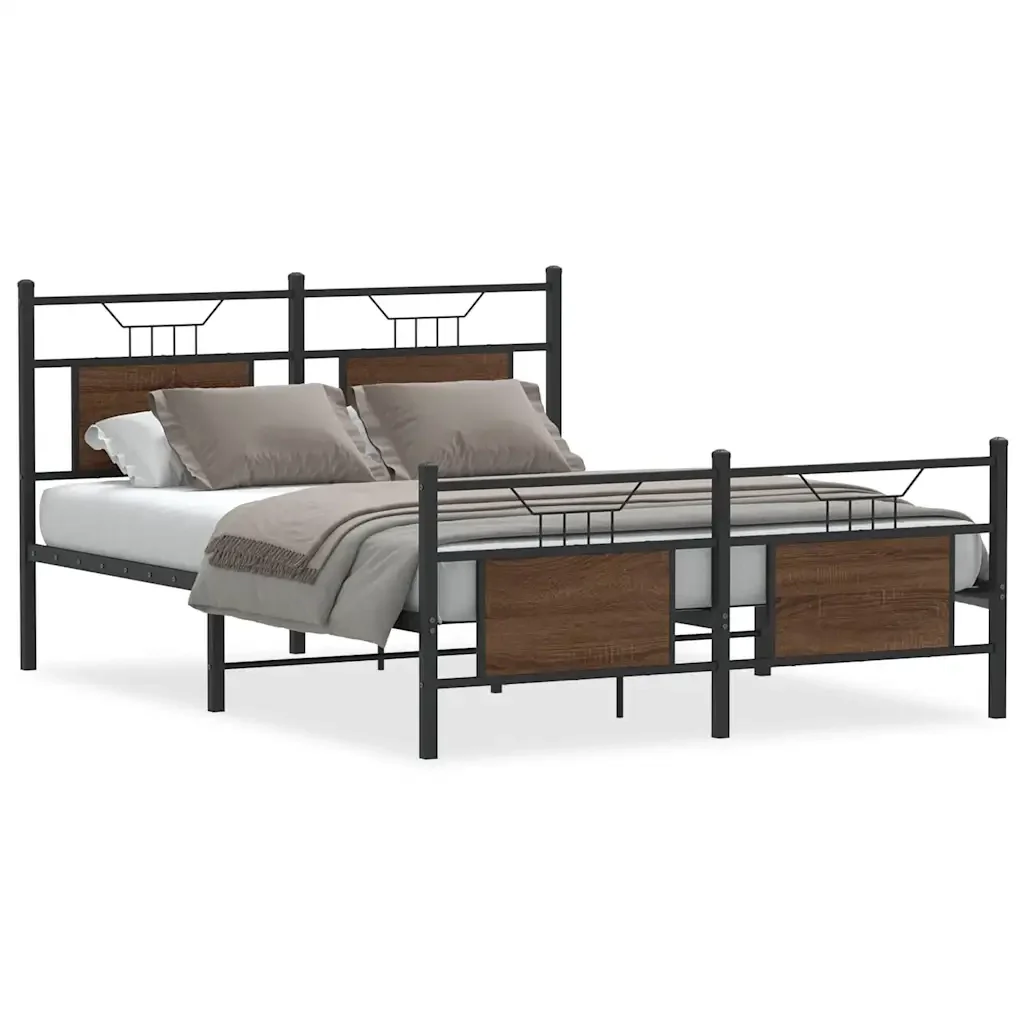 Letto matrimoniale | Letto per adulti | Giroletto senza Materasso Rovere Marrone 140x190 cm Truciolato