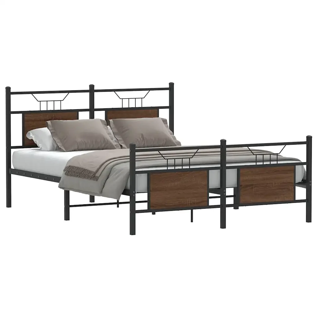 Letto matrimoniale | Letto per adulti | Giroletto senza Materasso Rovere Marrone 140x190 cm Truciolato - Image 2