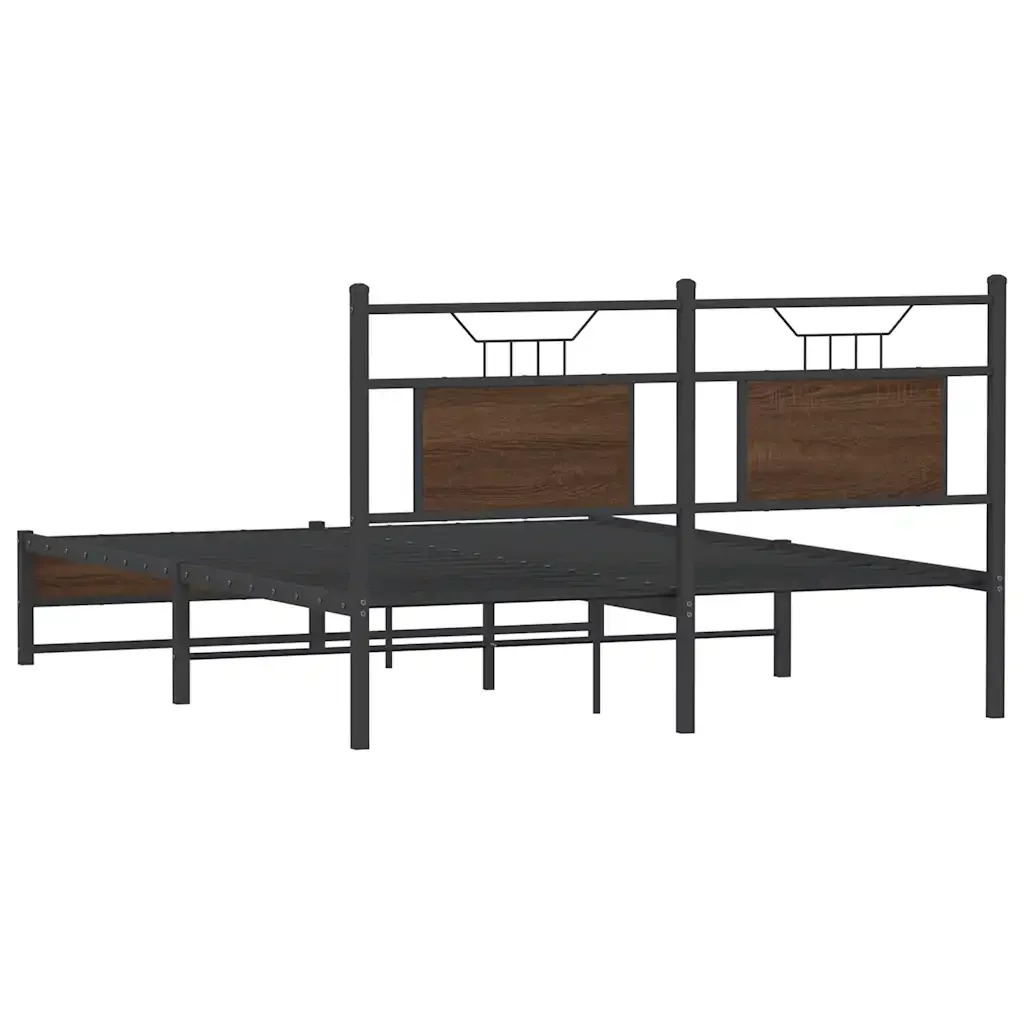 Letto matrimoniale | Letto per adulti | Giroletto senza Materasso Rovere Marrone 140x190 cm Truciolato - Image 8