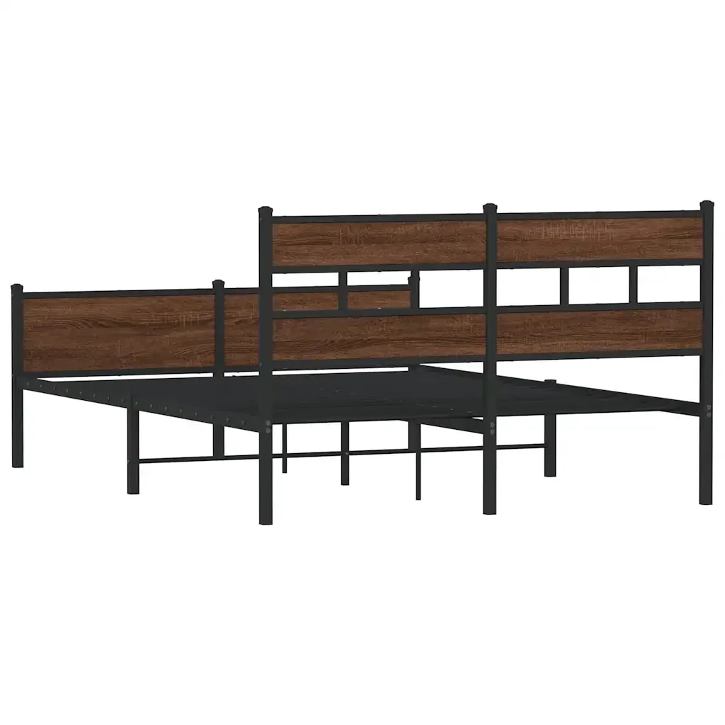 Letto matrimoniale | Letto per adulti | Giroletto senza Materasso Rovere Marrone 140x190 cm Truciolato - Image 6