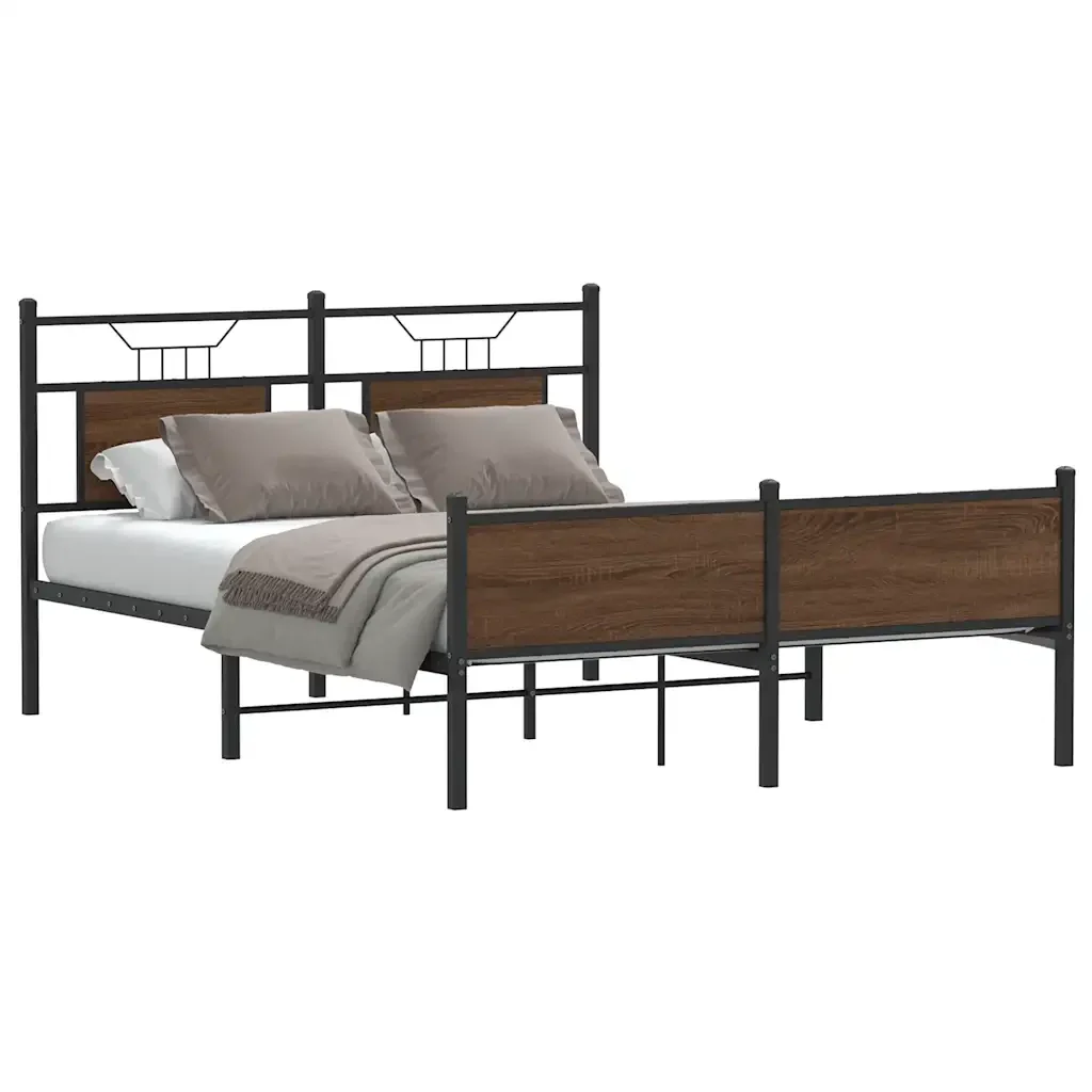 Letto matrimoniale | Letto per adulti | Giroletto senza Materasso Rovere Marrone 140x190 cm Truciolato - Image 2