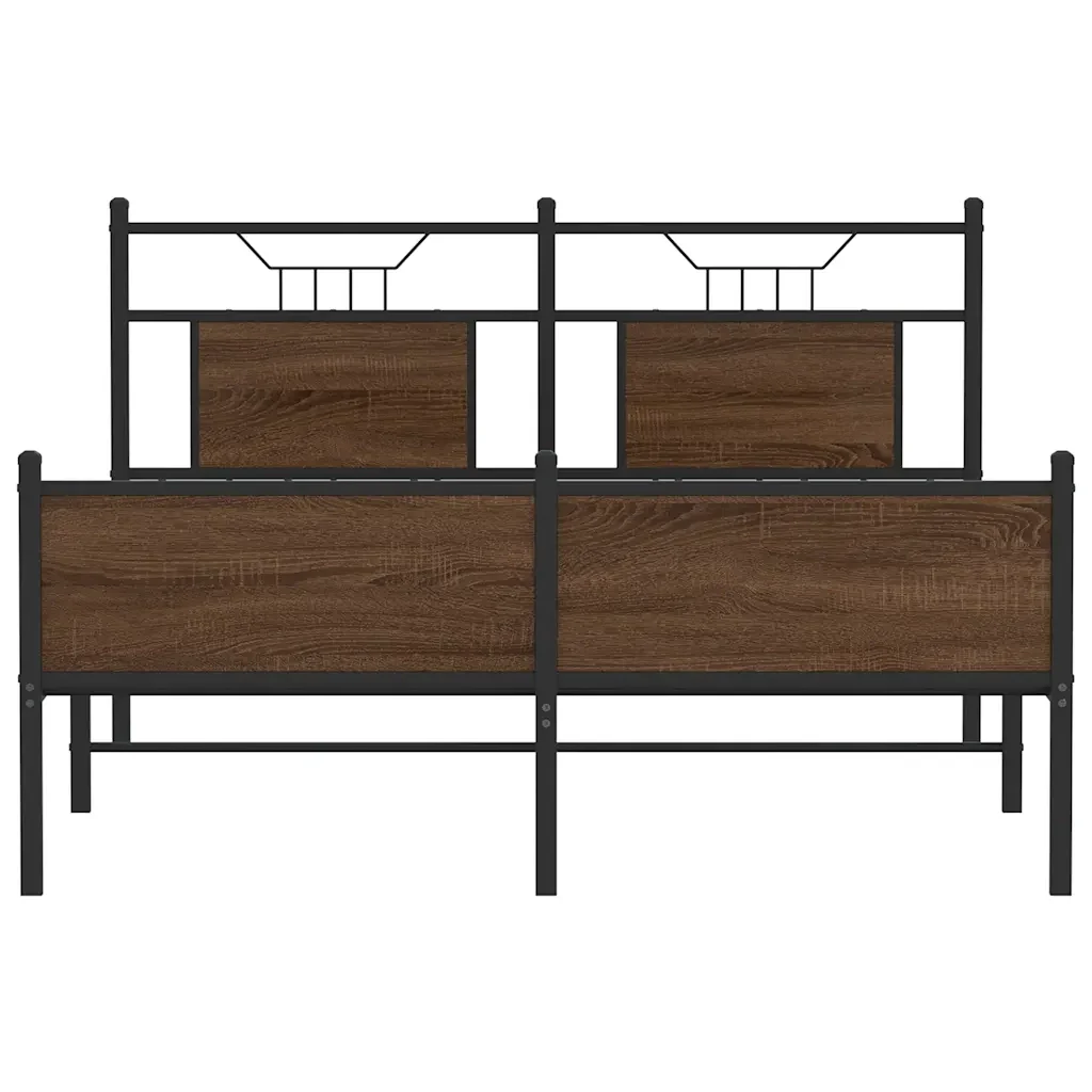Letto matrimoniale | Letto per adulti | Giroletto senza Materasso Rovere Marrone 140x190 cm Truciolato - Image 6