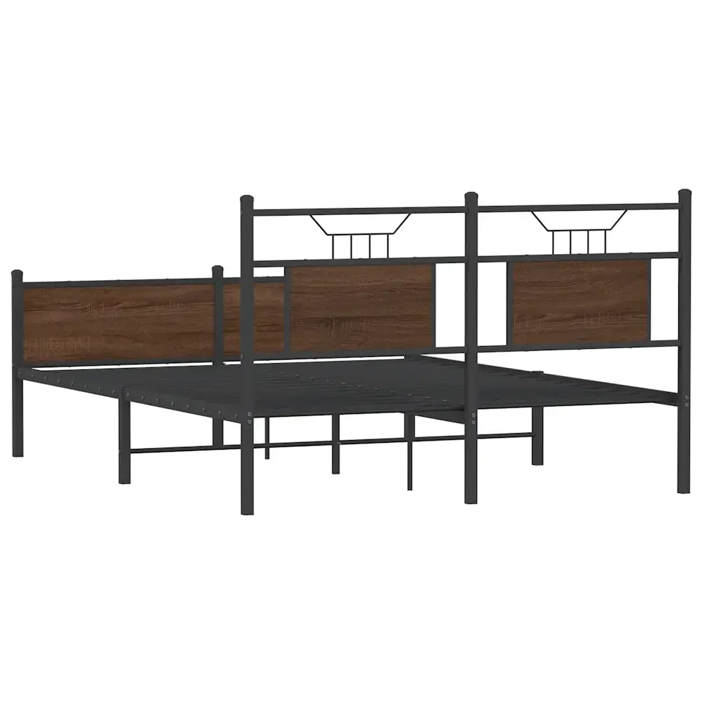 Letto matrimoniale | Letto per adulti | Giroletto senza Materasso Rovere Marrone 140x190 cm Truciolato - Image 8