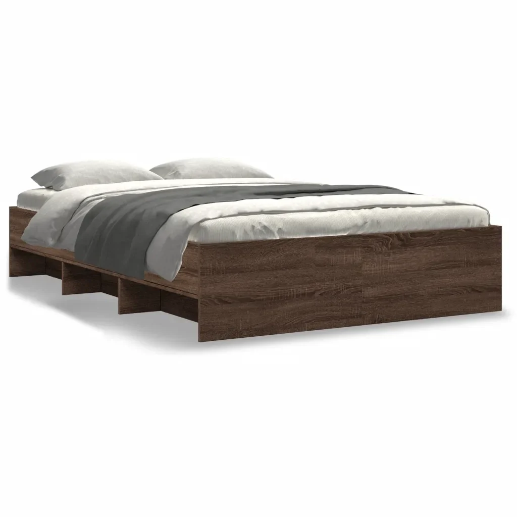 Letto matrimoniale | Letto per adulti | Giroletto senza Materasso Rovere Marrone 140x190 cm Truciolato