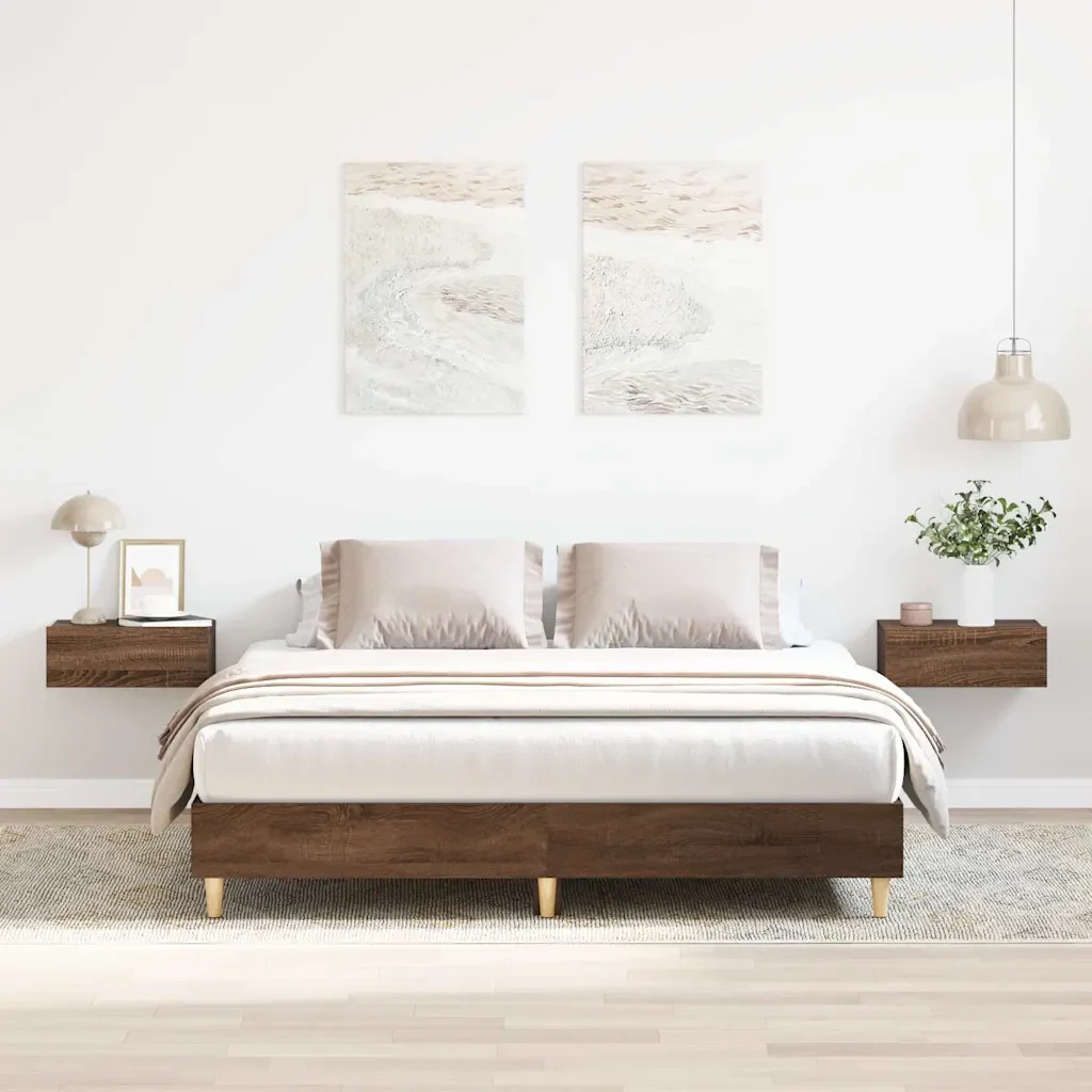 Letto matrimoniale | Letto per adulti | Giroletto senza Materasso Rovere Marrone 140x200 cm Truciolato - Image 2