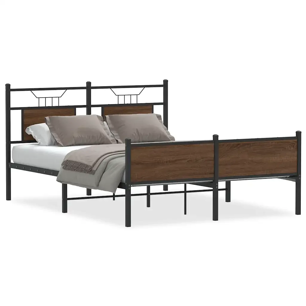 Letto matrimoniale | Letto per adulti | Giroletto senza Materasso Rovere Marrone 140x200 cm Truciolato