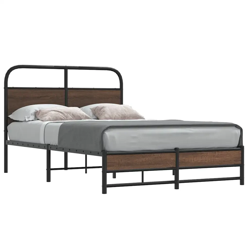 Letto matrimoniale | Letto per adulti | Giroletto senza Materasso Rovere Marrone 140x200 cm Truciolato - Image 2
