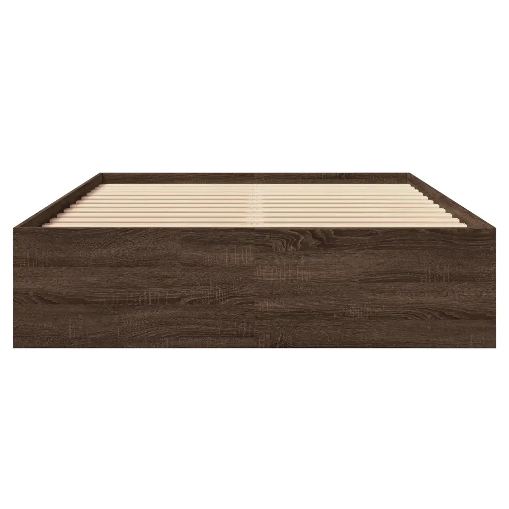 Letto matrimoniale | Letto per adulti | Giroletto senza Materasso Rovere Marrone 140x200 cm Truciolato - Image 5