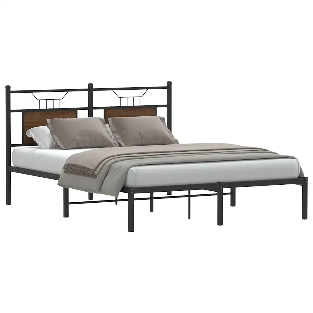 Letto matrimoniale | Letto per adulti | Giroletto senza Materasso Rovere Marrone 140x200 cm Truciolato - Image 2
