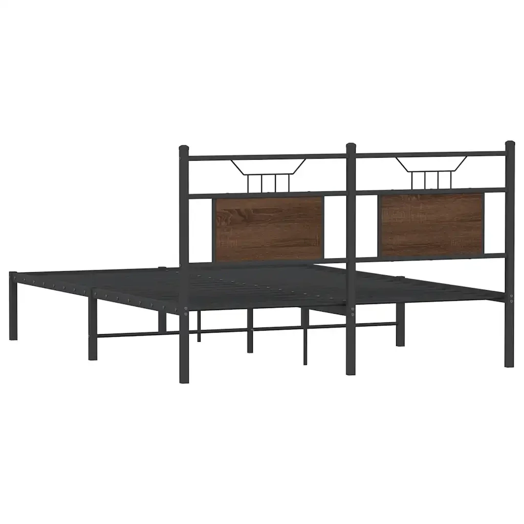 Letto matrimoniale | Letto per adulti | Giroletto senza Materasso Rovere Marrone 140x200 cm Truciolato - Image 8