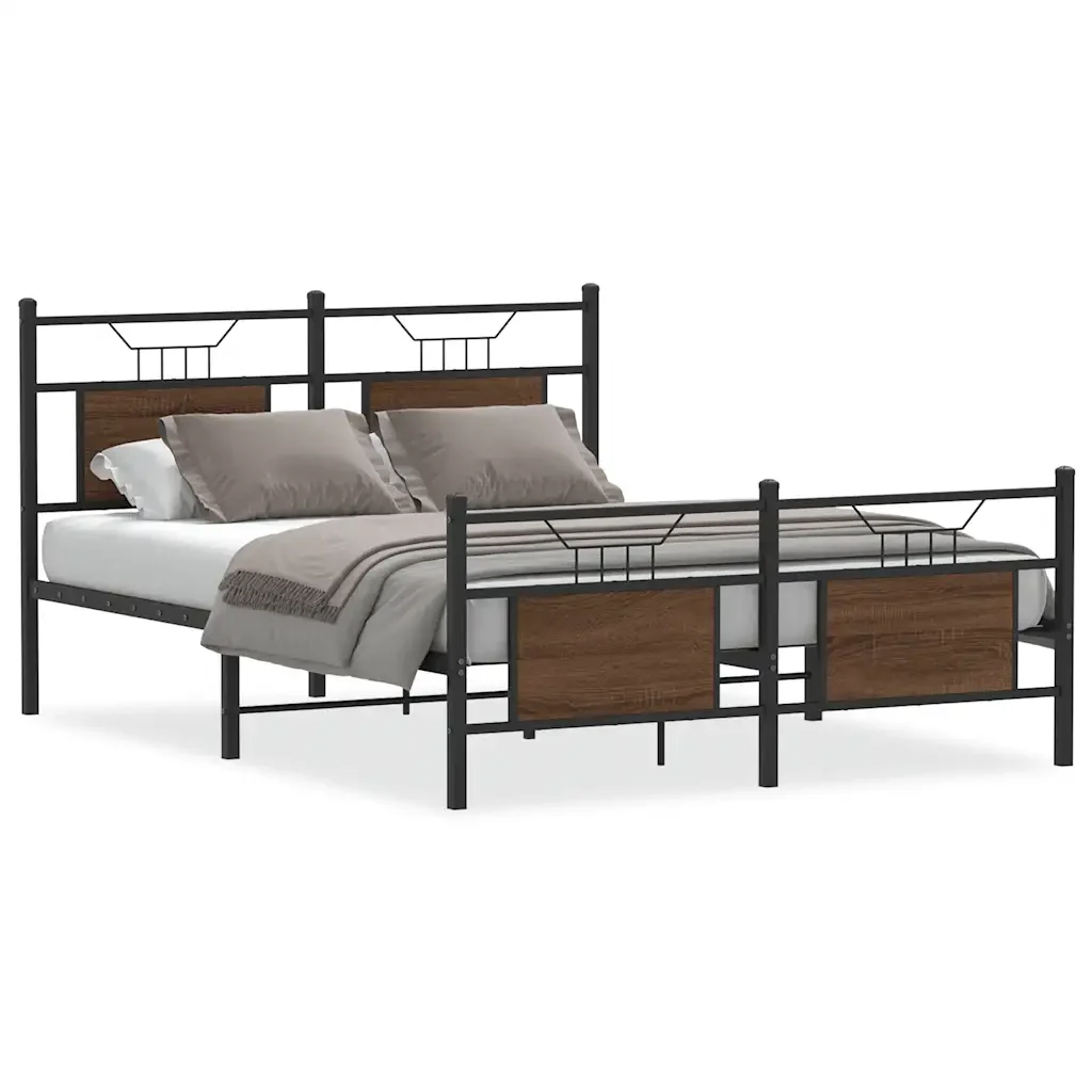 Letto matrimoniale | Letto per adulti | Giroletto senza Materasso Rovere Marrone 140x200 cm Truciolato