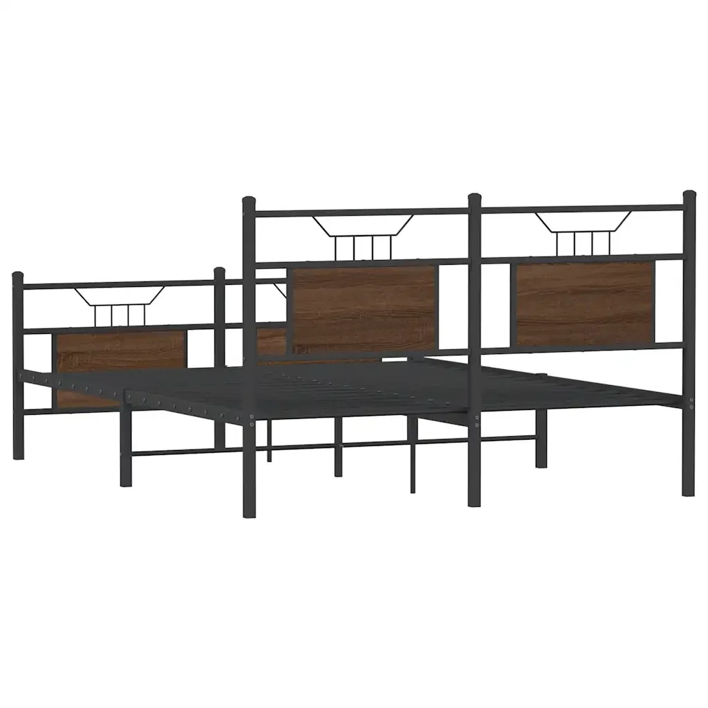 Letto matrimoniale | Letto per adulti | Giroletto senza Materasso Rovere Marrone 140x200 cm Truciolato - Image 8