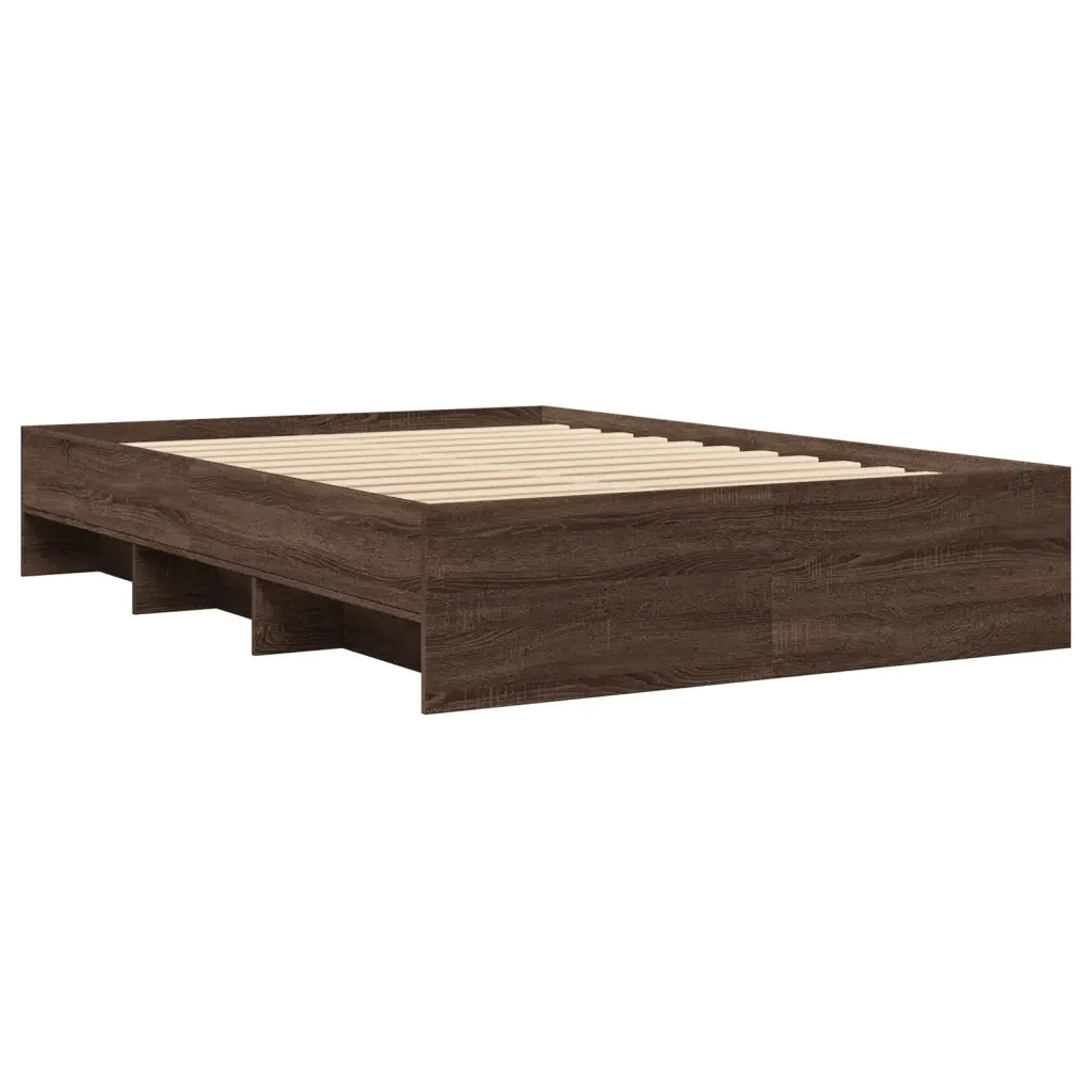 Letto matrimoniale | Letto per adulti | Giroletto senza Materasso Rovere Marrone 140x200 cm Truciolato - Image 7