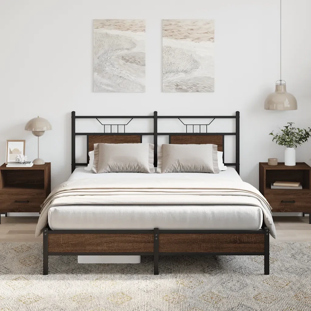 Letto matrimoniale | Letto per adulti | Giroletto senza Materasso Rovere Marrone 140x200 cm Truciolato - Image 5