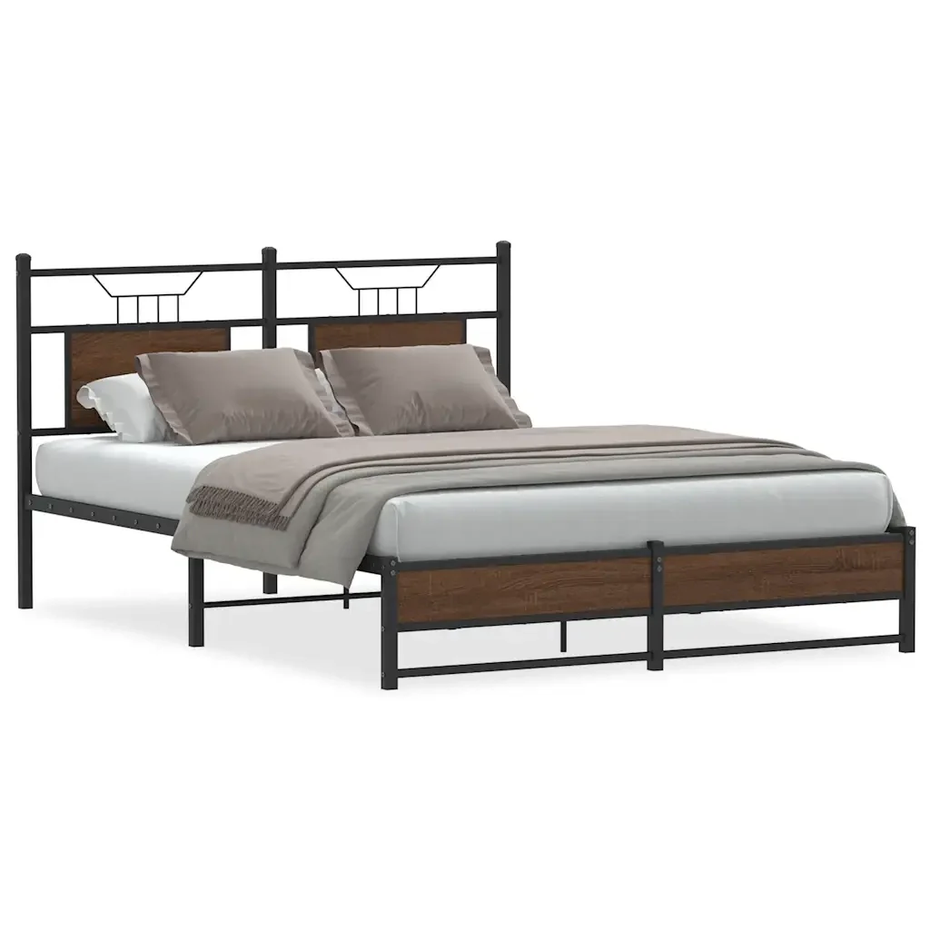 Letto matrimoniale | Letto per adulti | Giroletto senza Materasso Rovere Marrone 140x200 cm Truciolato