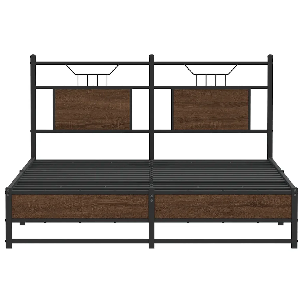 Letto matrimoniale | Letto per adulti | Giroletto senza Materasso Rovere Marrone 140x200 cm Truciolato - Image 6