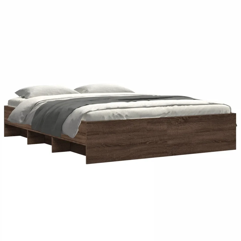 Letto matrimoniale | Letto per adulti | Giroletto senza Materasso Rovere Marrone 150x200 cm Truciolato - Image 3