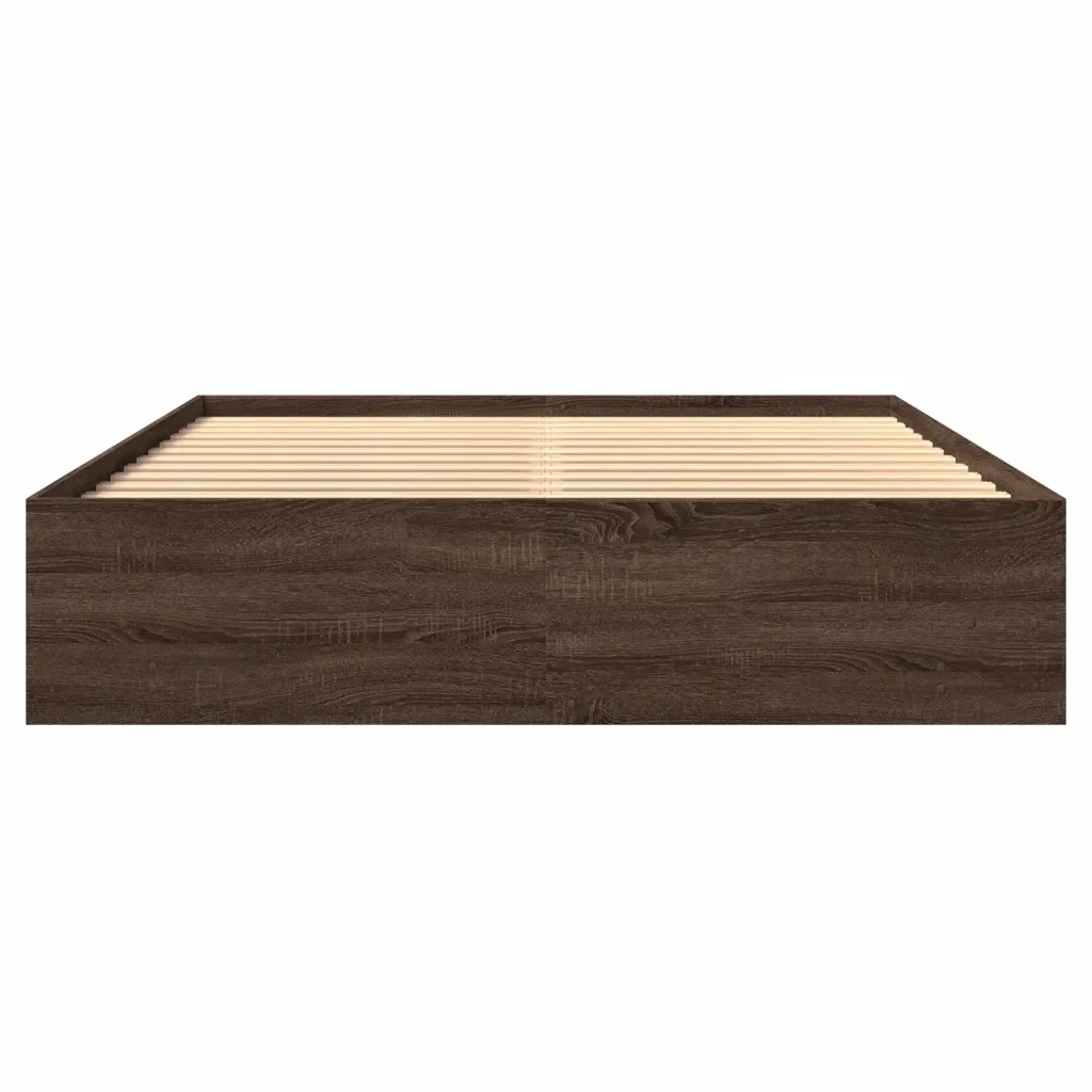 Letto matrimoniale | Letto per adulti | Giroletto senza Materasso Rovere Marrone 150x200 cm Truciolato - Image 5