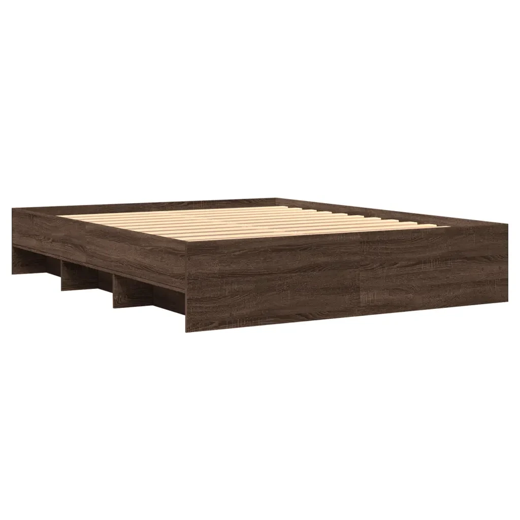 Letto matrimoniale | Letto per adulti | Giroletto senza Materasso Rovere Marrone 150x200 cm Truciolato - Image 7