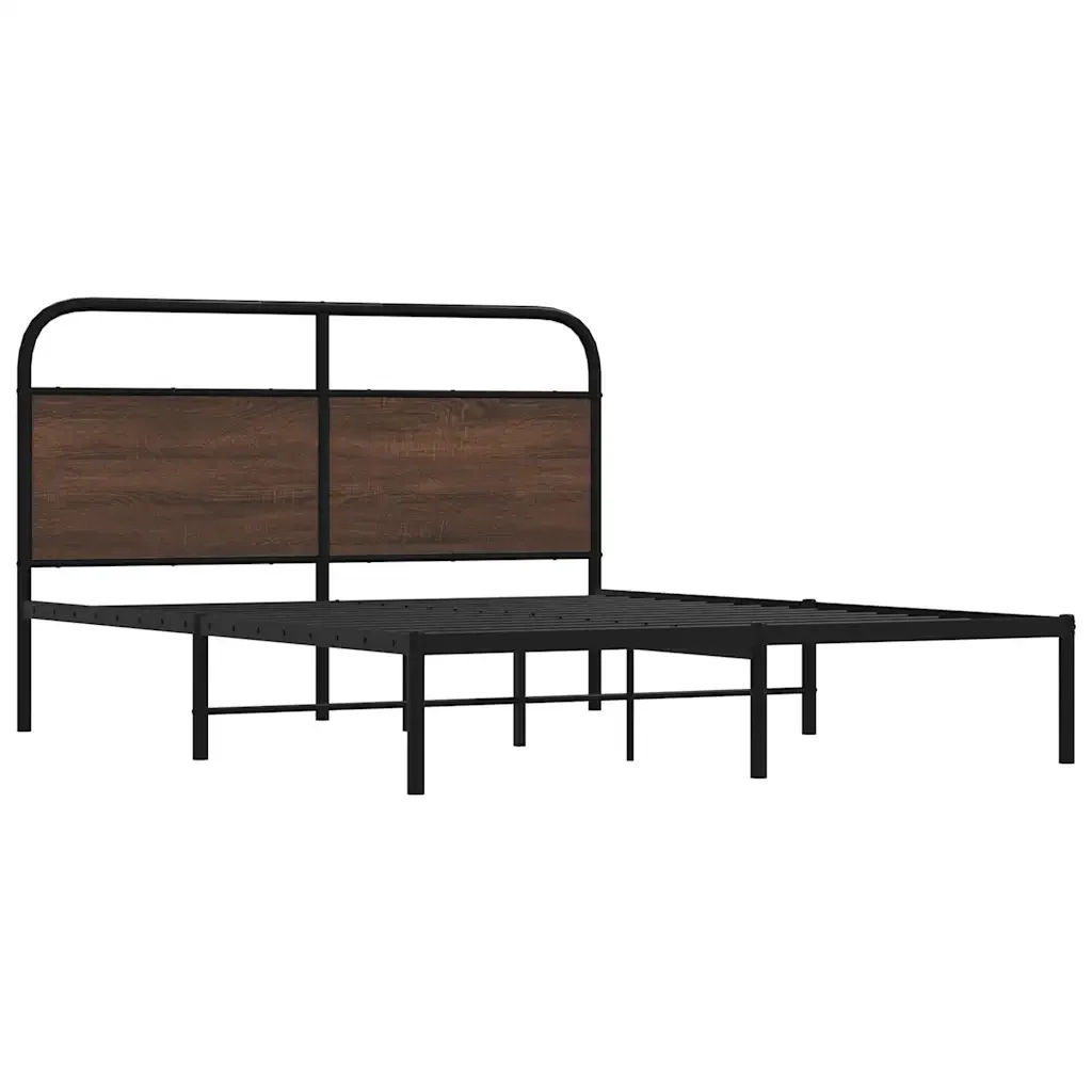 Letto matrimoniale | Letto per adulti | Giroletto senza Materasso Rovere Marrone 150x200 cm Truciolato - Image 4