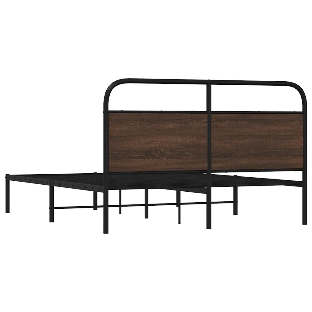 Letto matrimoniale | Letto per adulti | Giroletto senza Materasso Rovere Marrone 150x200 cm Truciolato - Image 7