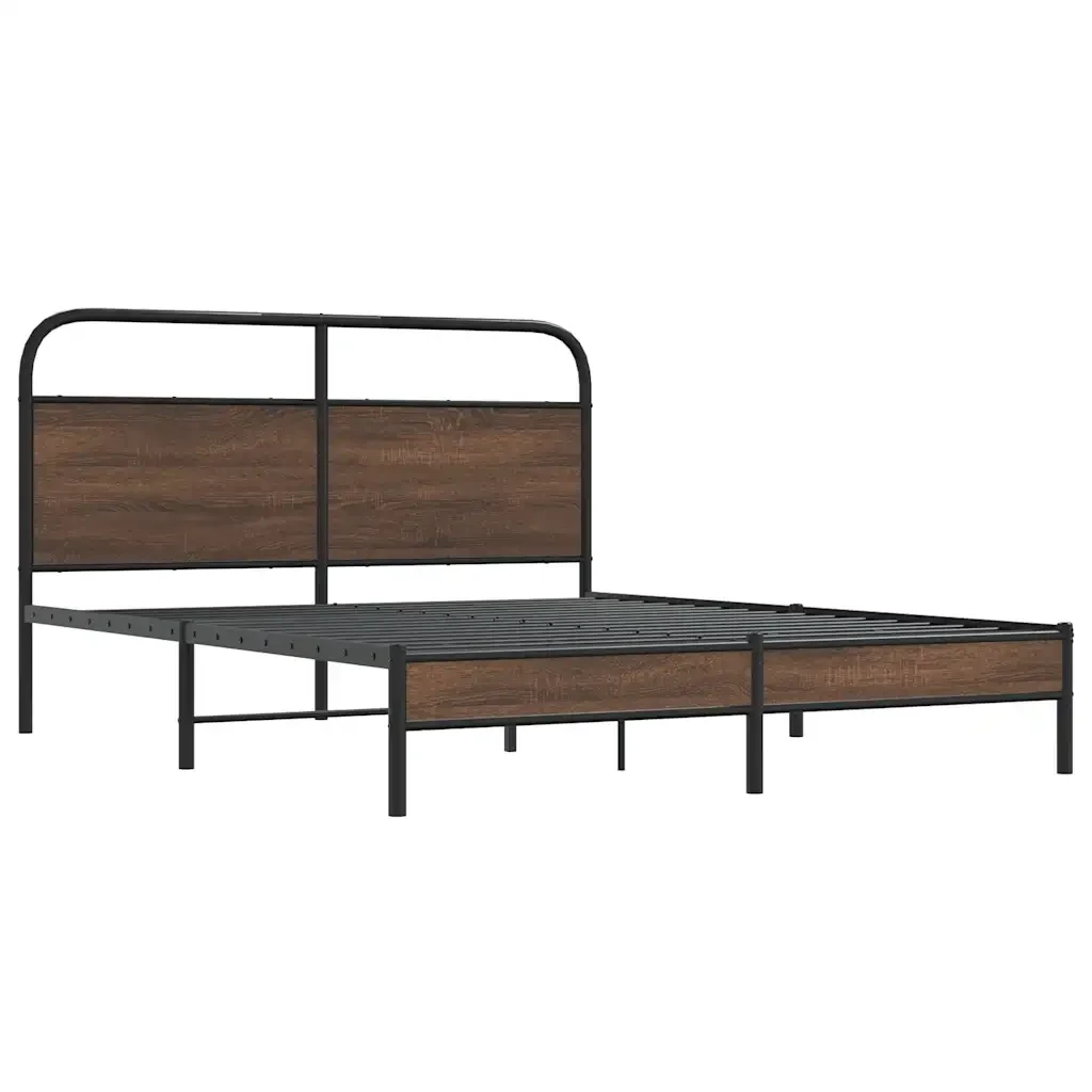 Letto matrimoniale | Letto per adulti | Giroletto senza Materasso Rovere Marrone 150x200 cm Truciolato - Image 3