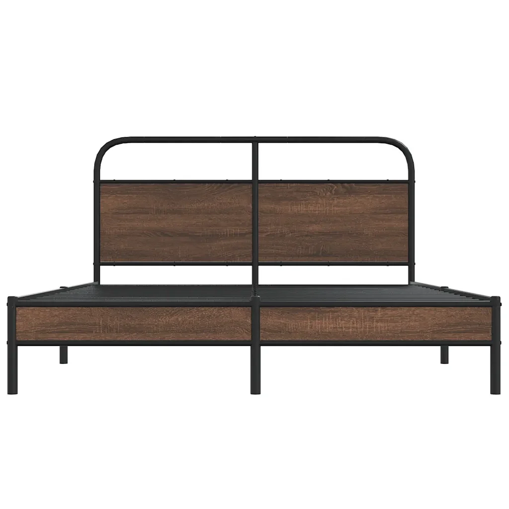 Letto matrimoniale | Letto per adulti | Giroletto senza Materasso Rovere Marrone 150x200 cm Truciolato - Image 5