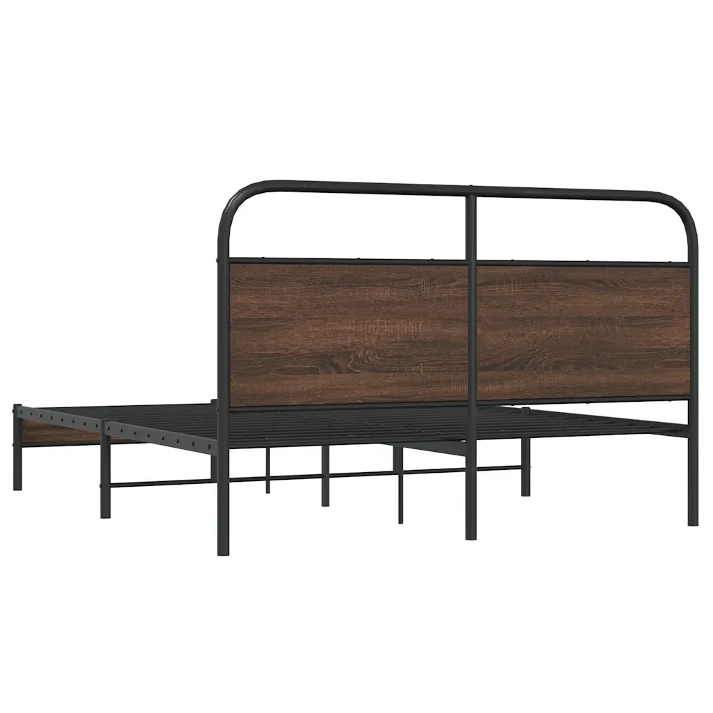 Letto matrimoniale | Letto per adulti | Giroletto senza Materasso Rovere Marrone 150x200 cm Truciolato - Image 7
