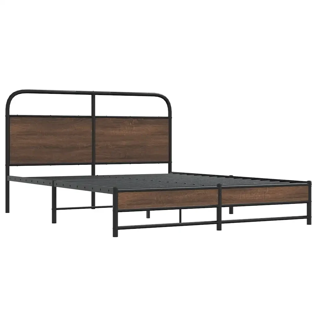 Letto matrimoniale | Letto per adulti | Giroletto senza Materasso Rovere Marrone 150x200 cm Truciolato - Image 4