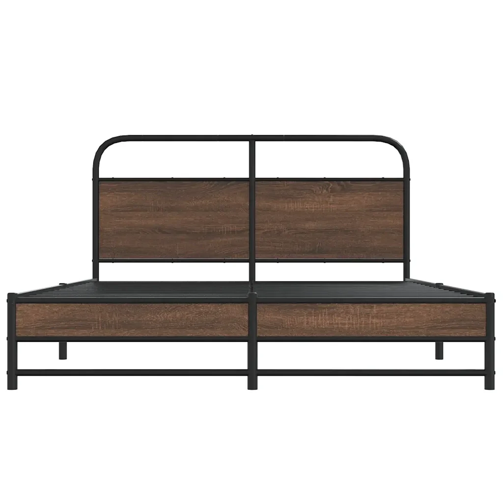 Letto matrimoniale | Letto per adulti | Giroletto senza Materasso Rovere Marrone 150x200 cm Truciolato - Image 5