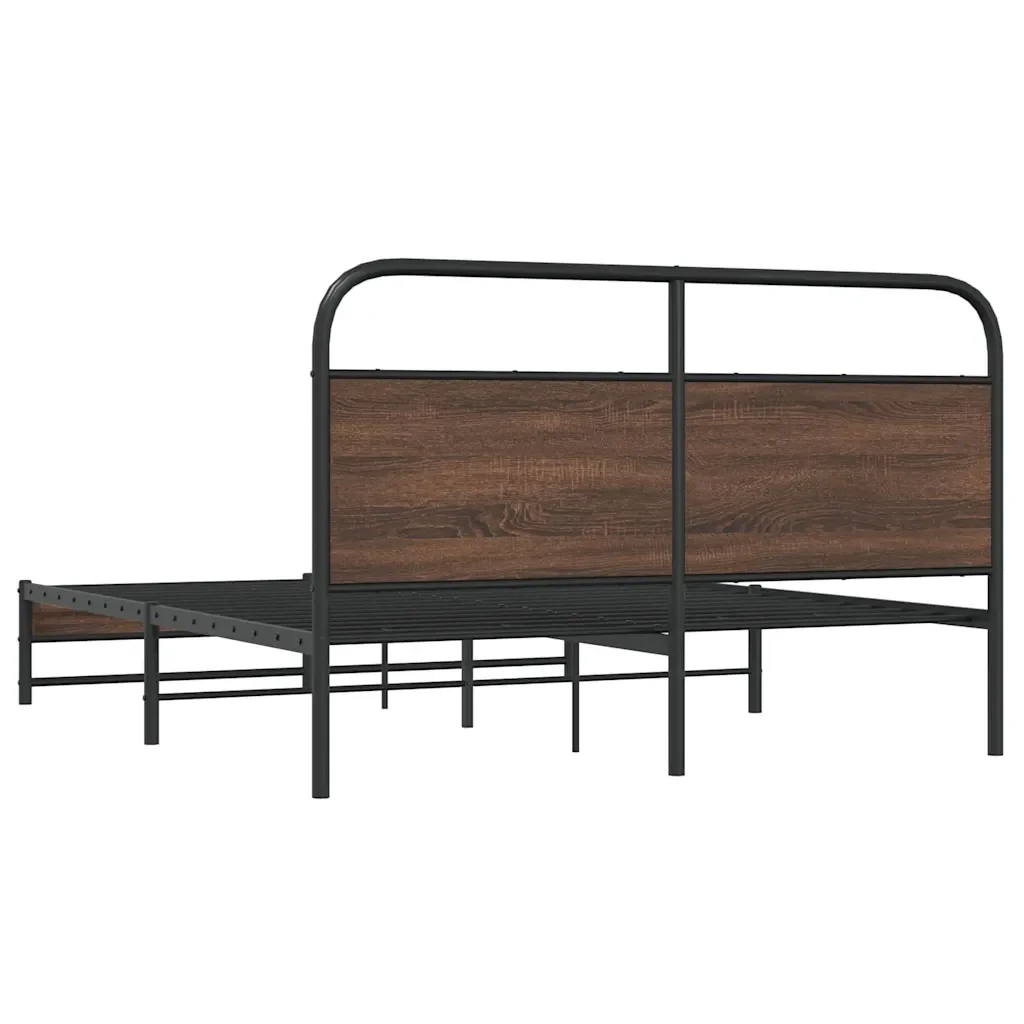 Letto matrimoniale | Letto per adulti | Giroletto senza Materasso Rovere Marrone 150x200 cm Truciolato - Image 7