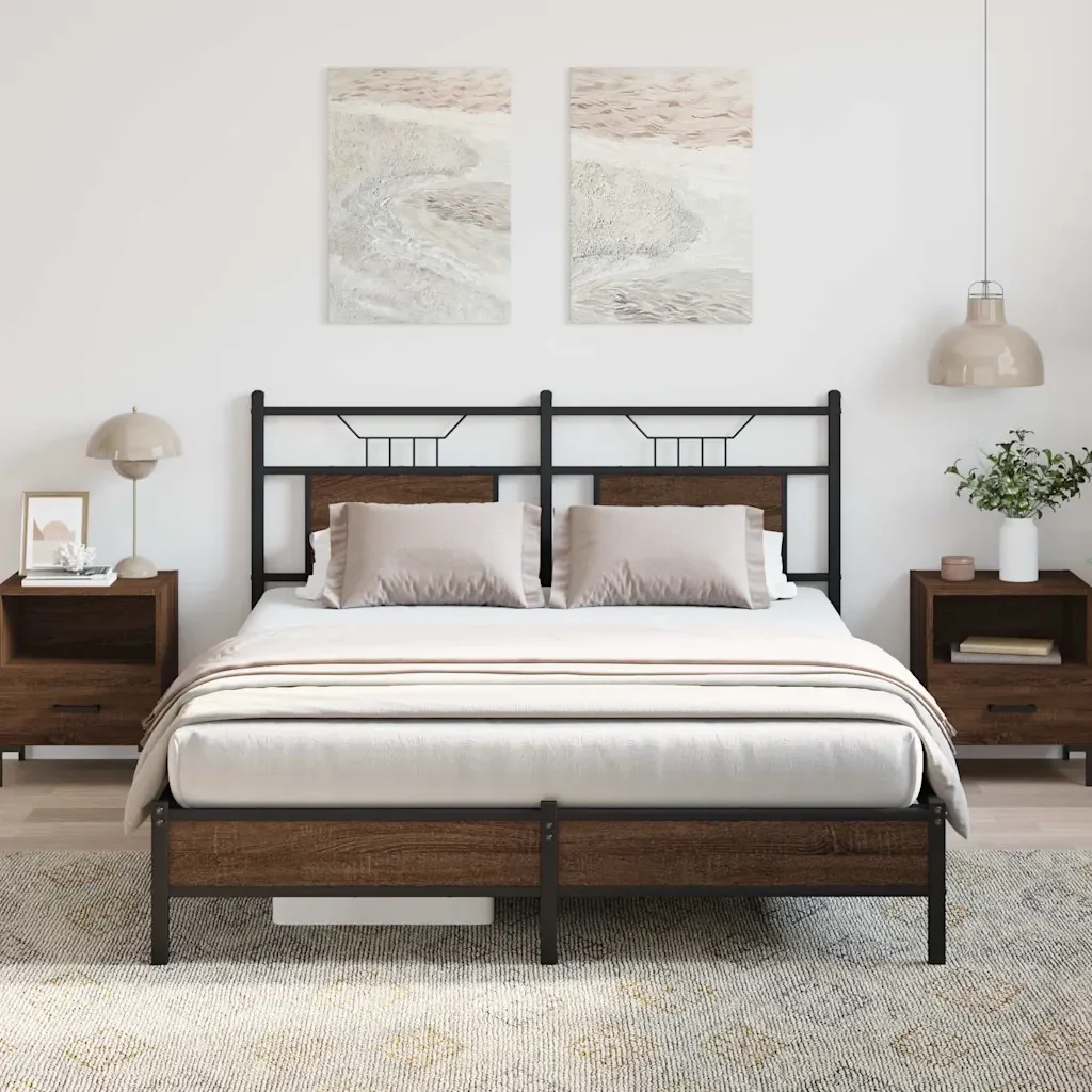 Letto matrimoniale | Letto per adulti | Giroletto senza Materasso Rovere Marrone 150x200 cm Truciolato - Image 5