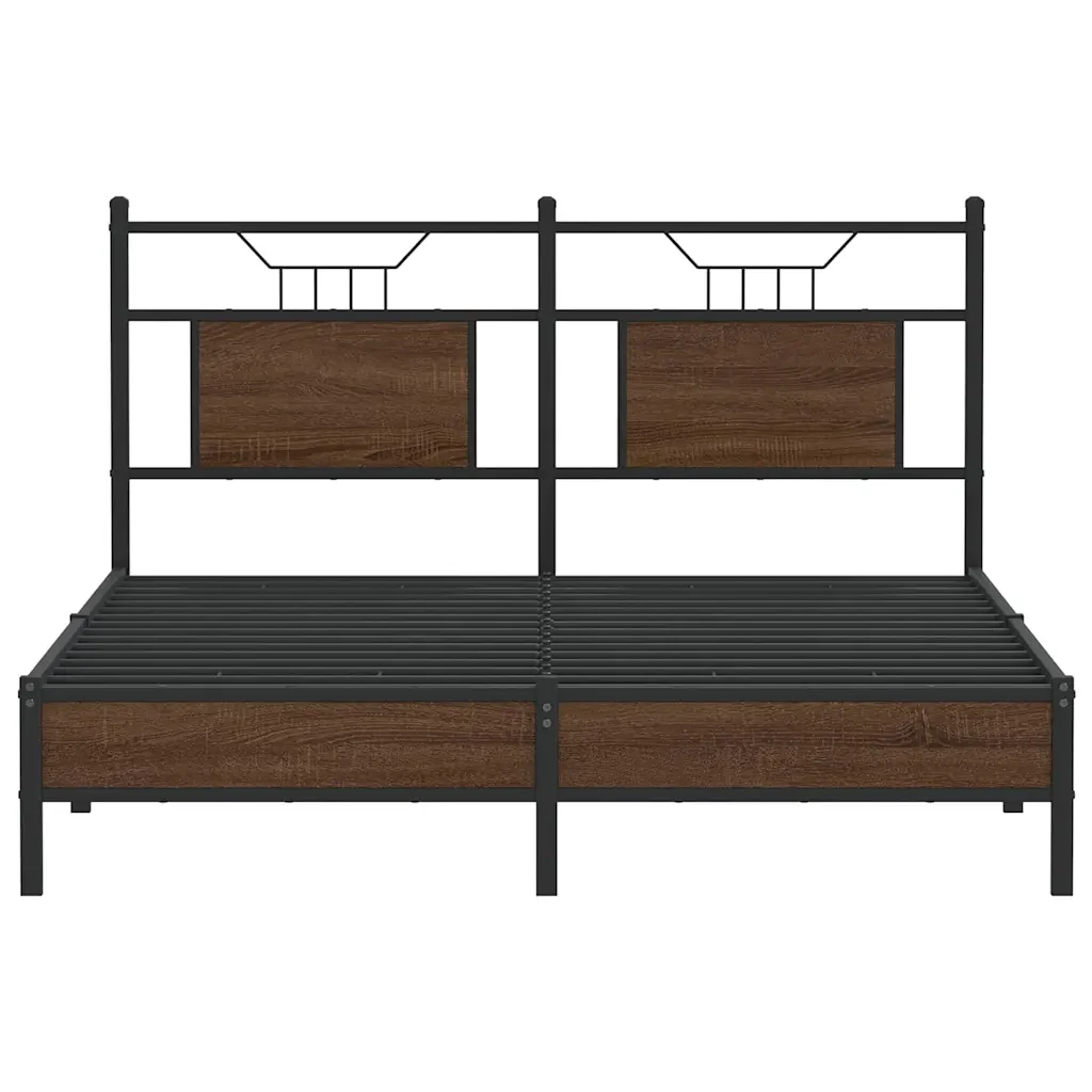 Letto matrimoniale | Letto per adulti | Giroletto senza Materasso Rovere Marrone 150x200 cm Truciolato - Image 6