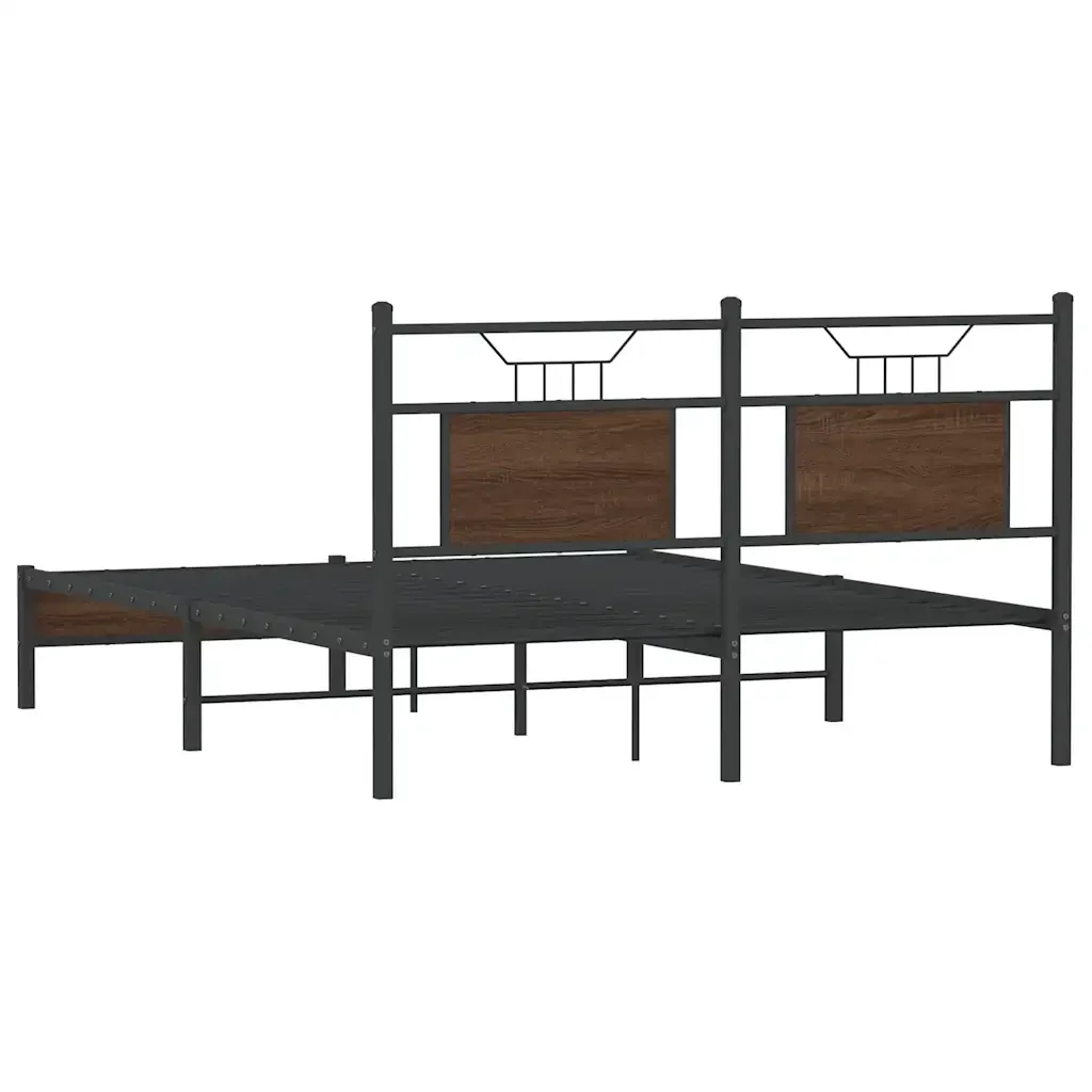 Letto matrimoniale | Letto per adulti | Giroletto senza Materasso Rovere Marrone 150x200 cm Truciolato - Image 8