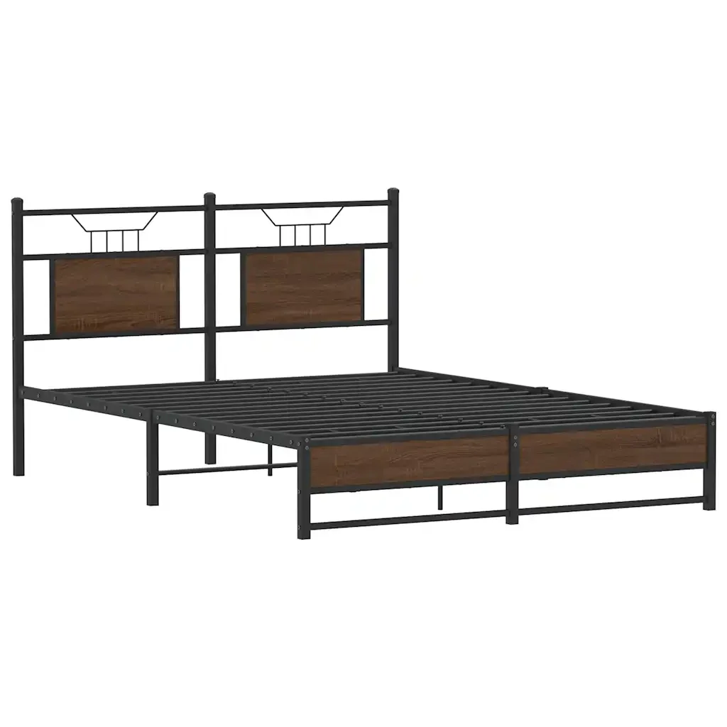 Letto matrimoniale | Letto per adulti | Giroletto senza Materasso Rovere Marrone 150x200 cm Truciolato - Image 4