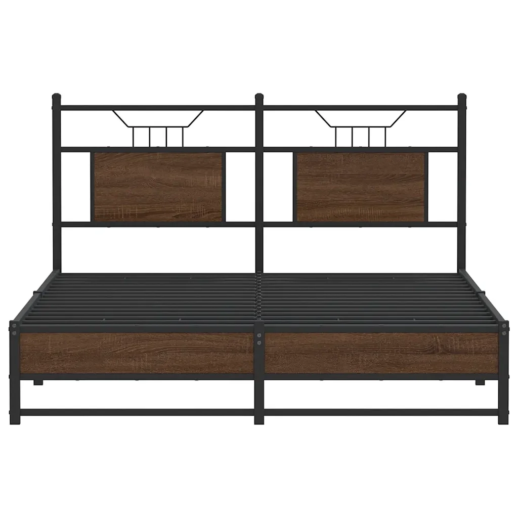 Letto matrimoniale | Letto per adulti | Giroletto senza Materasso Rovere Marrone 150x200 cm Truciolato - Image 6