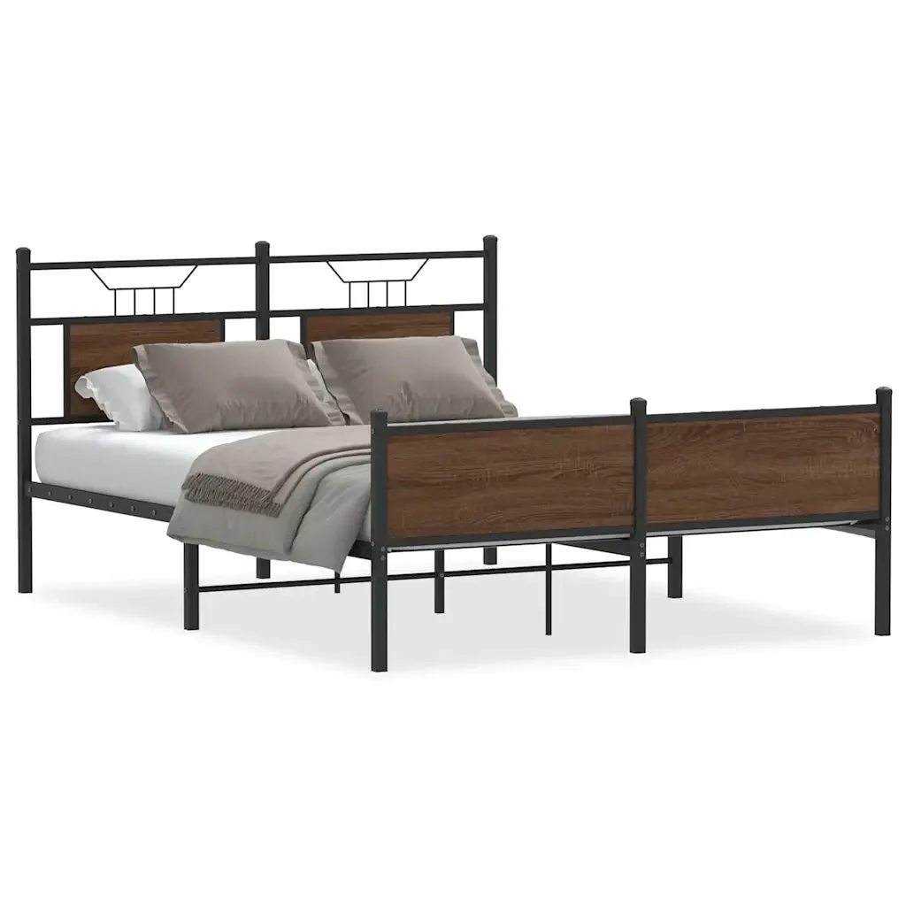 Letto matrimoniale | Letto per adulti | Giroletto senza Materasso Rovere Marrone 150x200 cm Truciolato