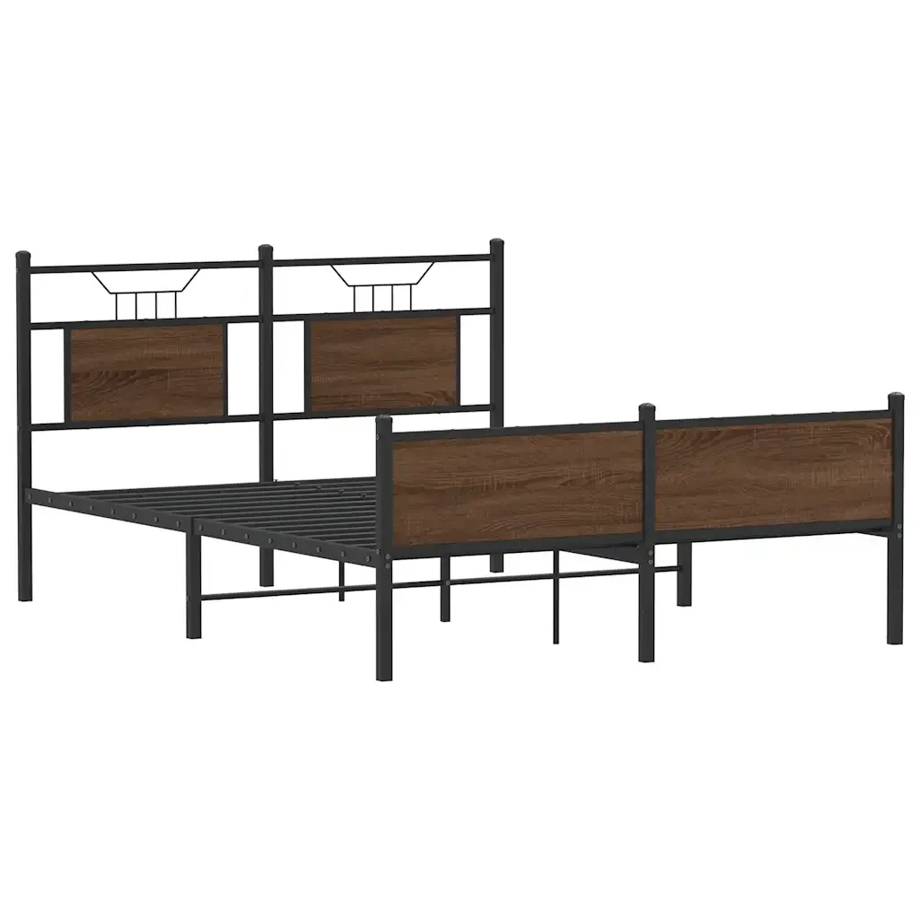 Letto matrimoniale | Letto per adulti | Giroletto senza Materasso Rovere Marrone 150x200 cm Truciolato - Image 3