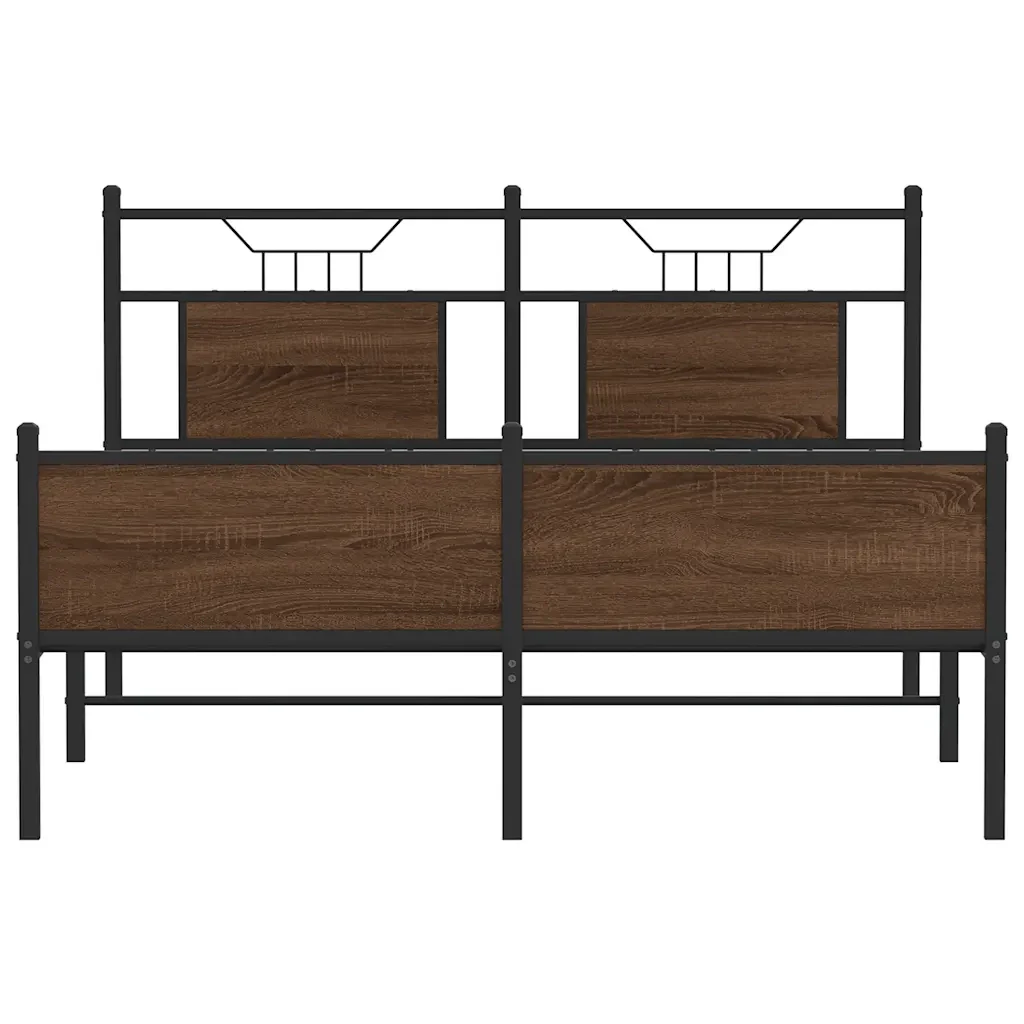 Letto matrimoniale | Letto per adulti | Giroletto senza Materasso Rovere Marrone 150x200 cm Truciolato - Image 6