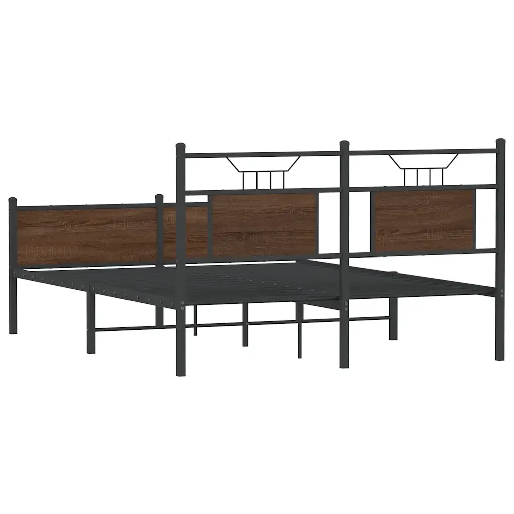 Letto matrimoniale | Letto per adulti | Giroletto senza Materasso Rovere Marrone 150x200 cm Truciolato - Image 8