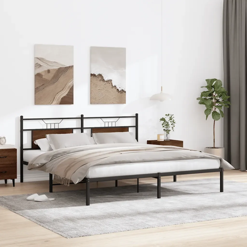 Letto matrimoniale | Letto per adulti | Giroletto senza Materasso Rovere Marrone 160x200 cm Truciolato - Image 5
