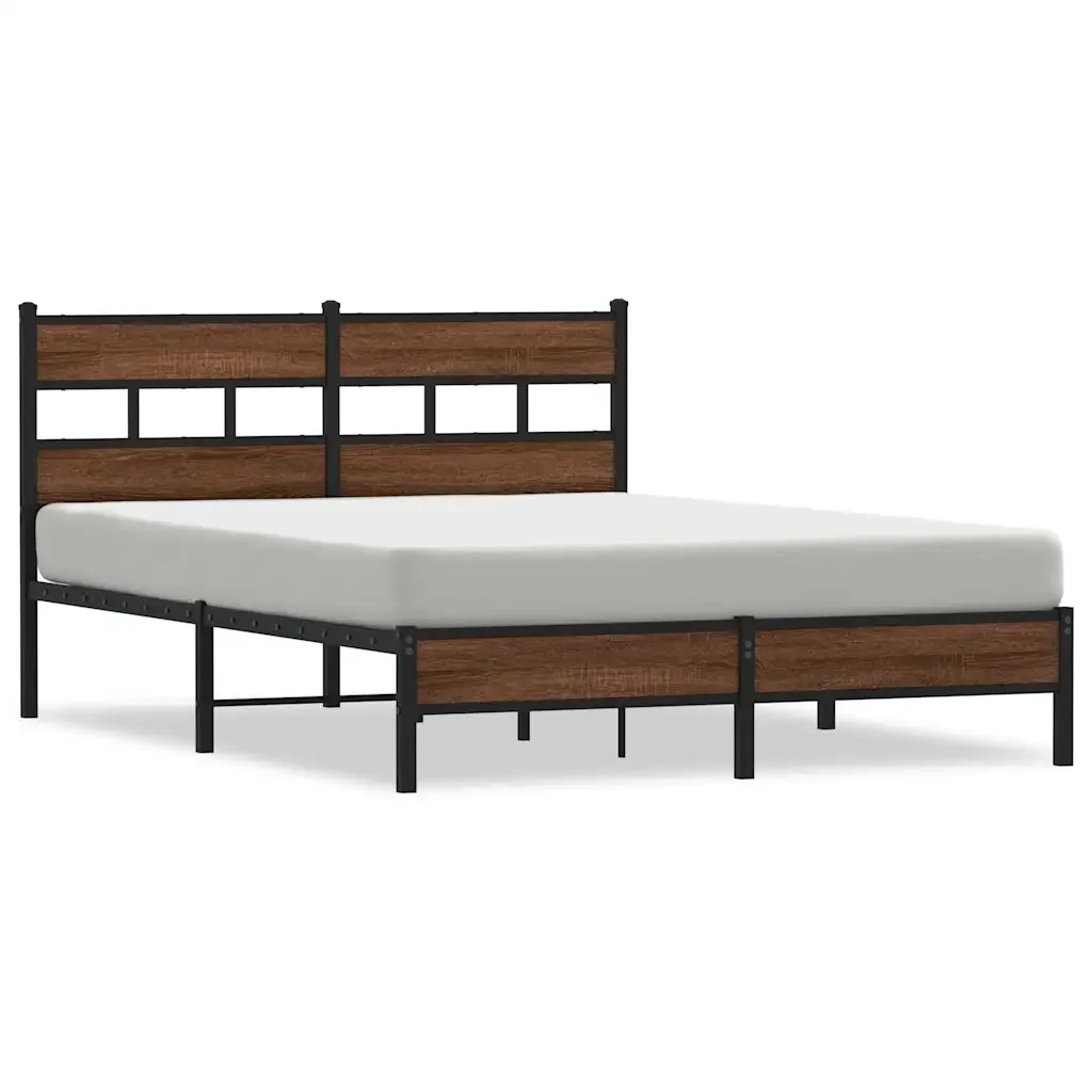 Letto matrimoniale | Letto per adulti | Giroletto senza Materasso Rovere Marrone 160x200 cm Truciolato