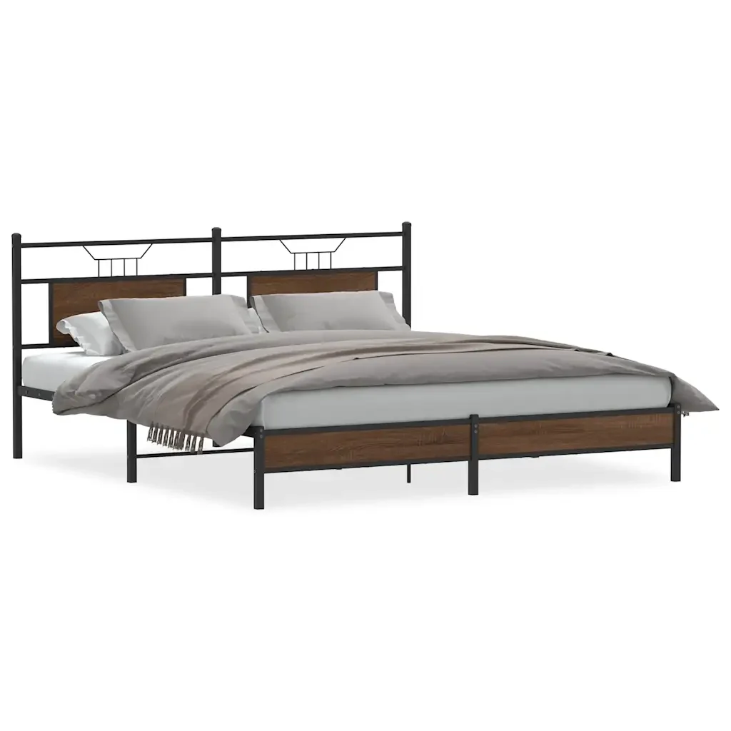 Letto matrimoniale | Letto per adulti | Giroletto senza Materasso Rovere Marrone 183x203 cm Truciolato